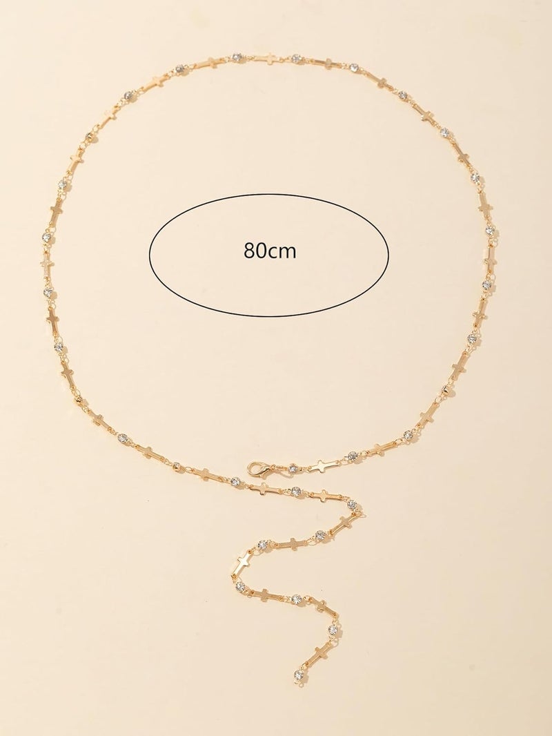 KURTCB Rhinestone Necklace for Women Boho Long Y Lariat Necklace Colorful Summer Beach Jewelry - Image 3